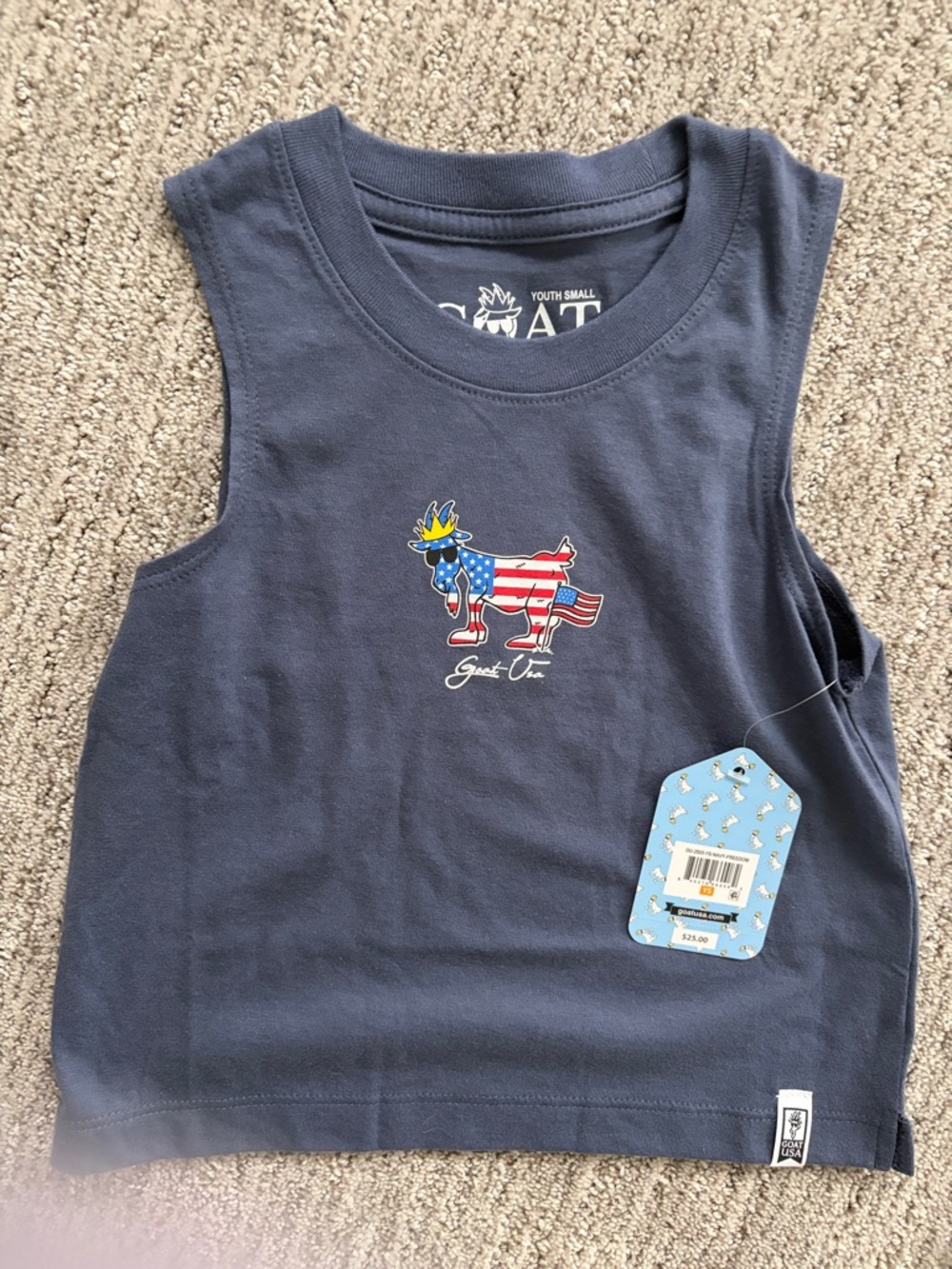 Youth Small Navy Graphic Moose Tank Top by Great One